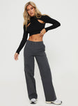 front view of model wearing Princess Polly Luna Mid Rise Cargo Pants Charcoal Mid Rise 