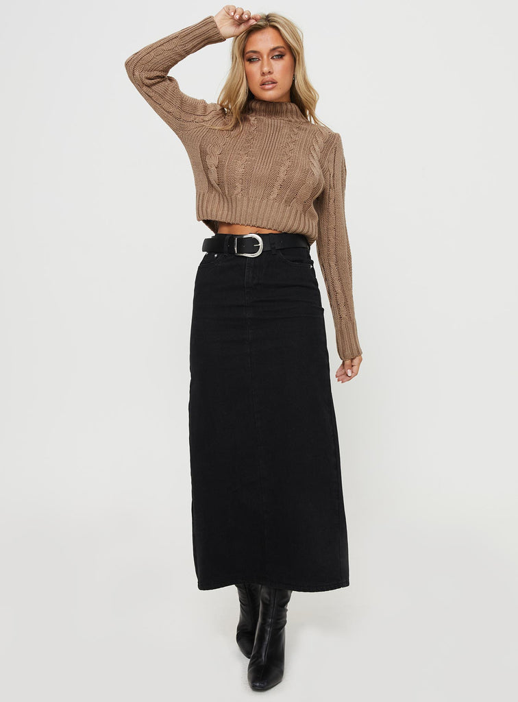 Degi Cropped Cable Sweater Brown