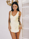 Kingslie Low Back Mini Dress Baby Yellow