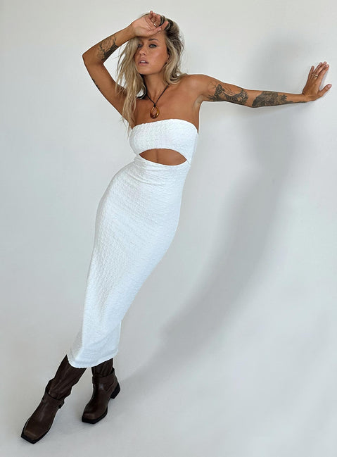 Talena Strapless Midi Dress | White | Womens | Princess Polly Talena Strapless Midi Dress | White | Womens | Princess Polly