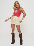   front view of model wearing Princess Polly Torres Cargo Mini Skirt Cream Mini Skirts 