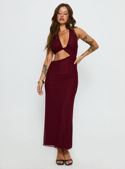 Novalee Keyhole Maxi Dress Burgundy