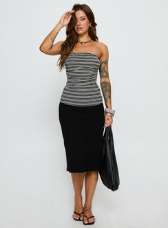 Bethanny Strapless Top Black Stripe