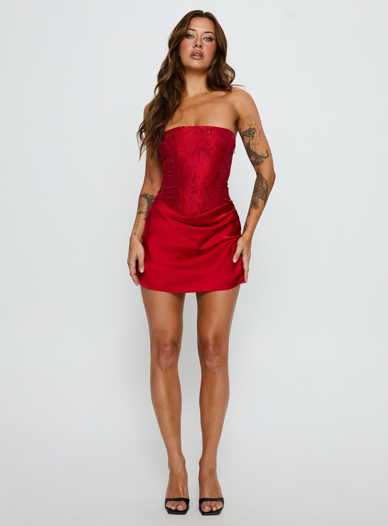 Jenevieve Strapless Drape Mini Dress | Red | Womens | Princess Polly Jenevieve Strapless Drape Mini Dress | Red | Womens | Princess Polly