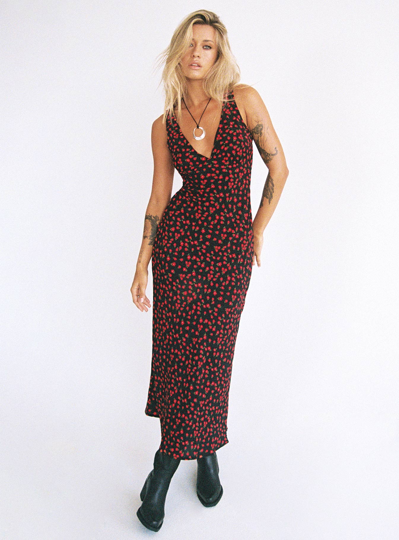 Nellie Maxi Dress | Red Floral | Black | Womens | Princess Polly Nellie Maxi Dress | Red Floral | Black | Womens | Princess Polly