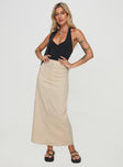 Maxi skirt Linen material look, zip & clasp fastening, split in hem at back Non-stretch material, fully lined 