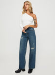 Princess Polly Mid Rise  Beetle Ripped Jeans Mid Wash