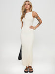 front view of model wearing Princess Polly Harp Maxi Dress White Crew Neck 