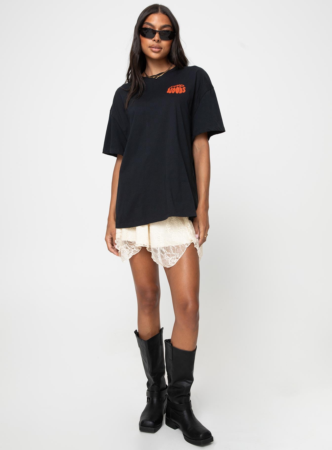 product Princess Polly Half Sleeves Crew Neck  Noods Oversized Tee Black