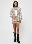 Plaid shacket, oversized fit Classic collar, button fastening, chest pockets, single button cuff