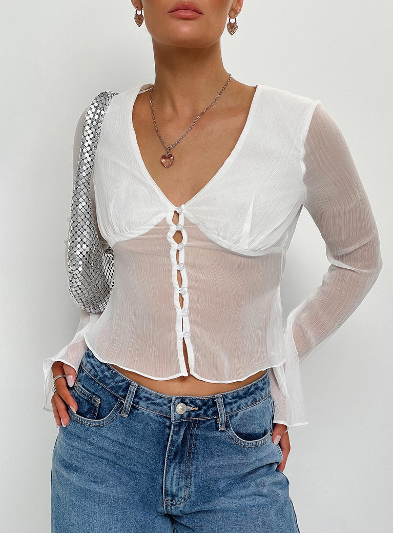Chloe Ladies Long-sleeve Logo Lace Shirt, Brand Size 38 (US Size 4)