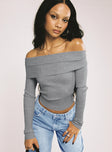 product Morley Off Shoulder Sweater Grey Marle Princess Polly  Long 