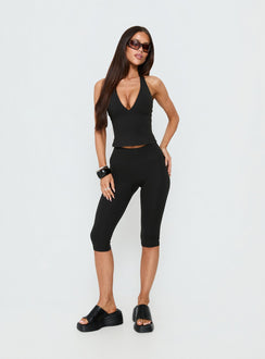 Habitual Active Longline Plunge Neck Tank Top Black
