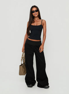 Lockie Foldover Baggy Track Pants Black