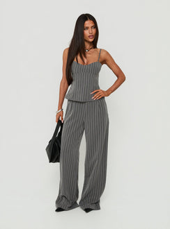 Kierstyn Corset Set Grey Stripe