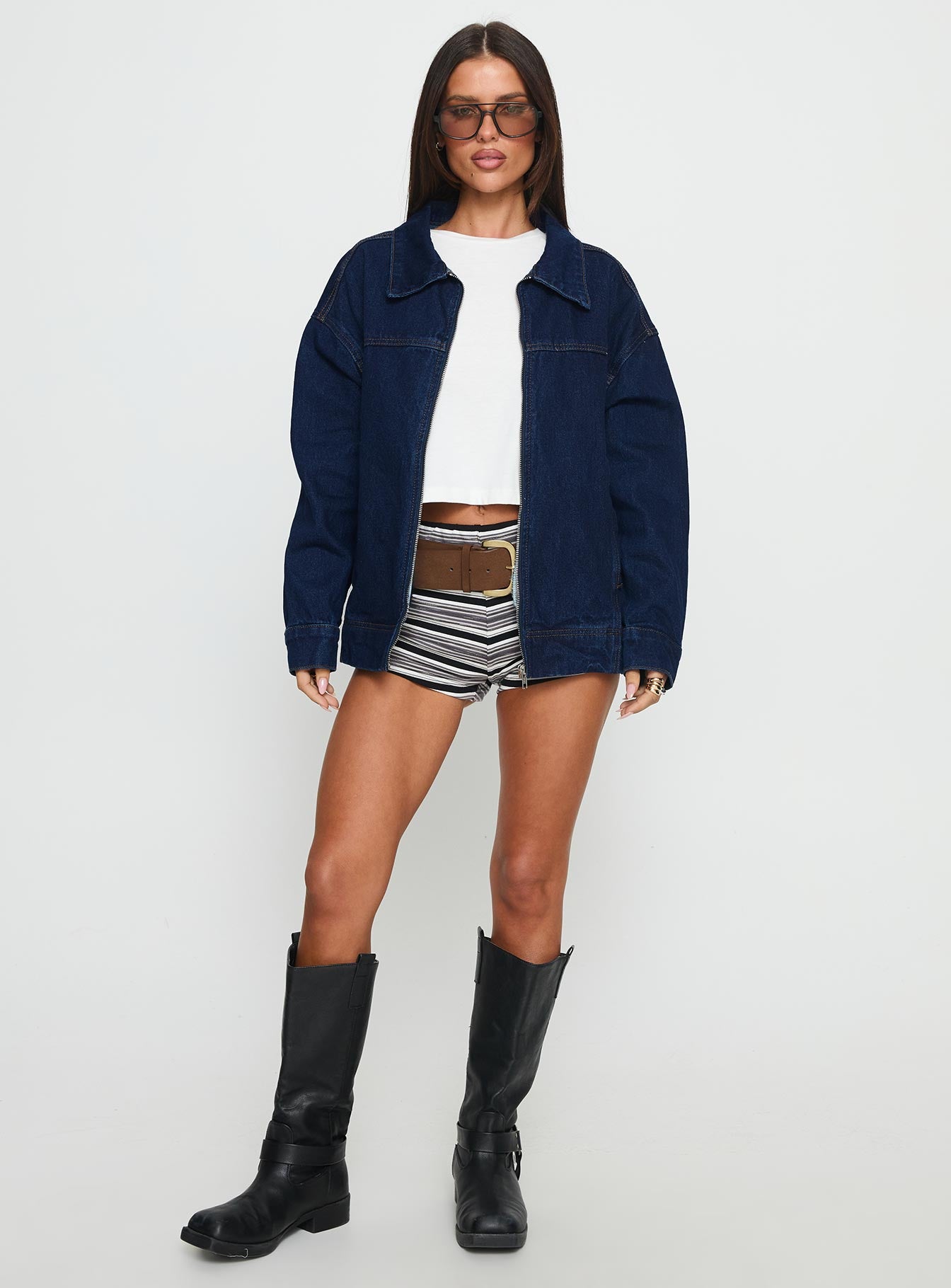 Goldsmith Denim Bomber Jacket Dark Wash | Princess Polly