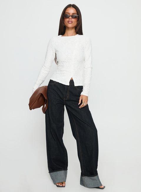 Passoni Long Sleeve Lace Top White