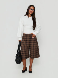 Crafted with Emerica V Neck Cinched Sweater White womens-jumpers in oversized short style front view of model wearing Princess Polly
