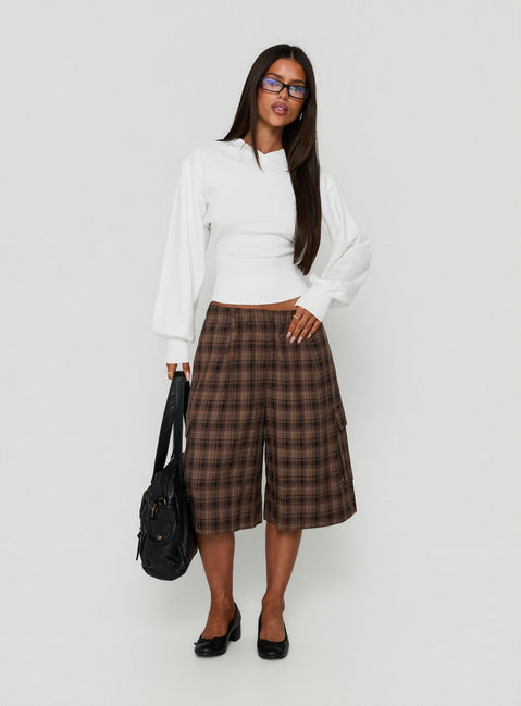 Crafted with Emerica V Neck Cinched Sweater White womens-jumpers in oversized short style front view of model wearing Princess Polly