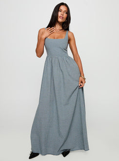 Cartmel Check Maxi Dress | NAVY | Womens Cartmel Check Maxi Dress | NAVY | Womens