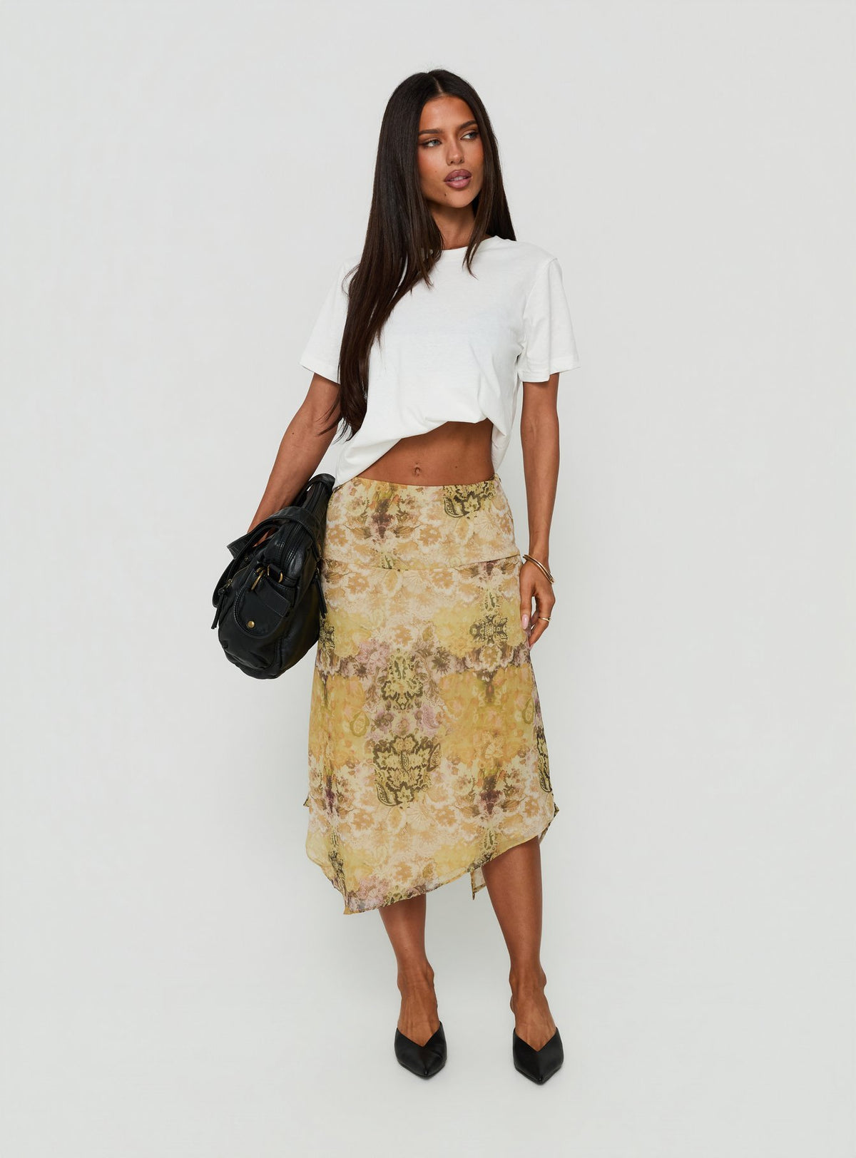 Daphene Asymmetrical Midi Skirt Multi