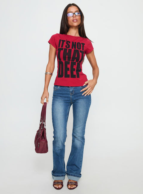 It's Not That Deep Graphic Baby Tee Red