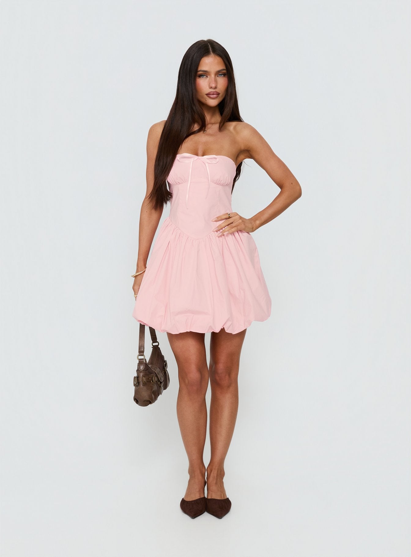 Melaina Bubble Hem Mini Dress Pink