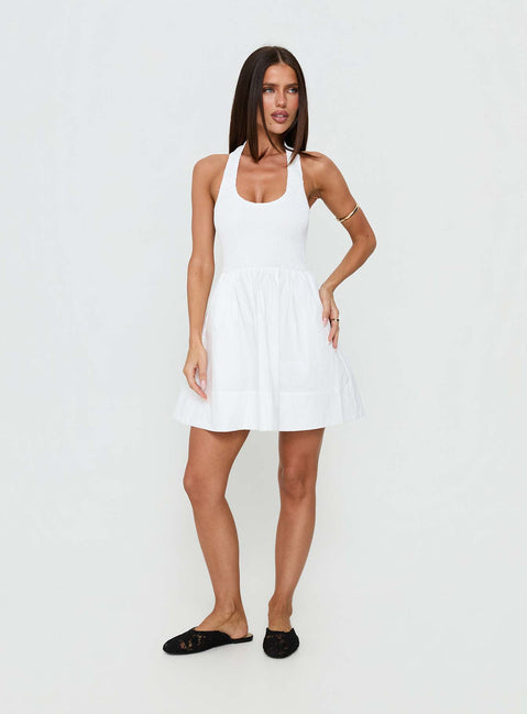 These Words Halter Mini Dress White