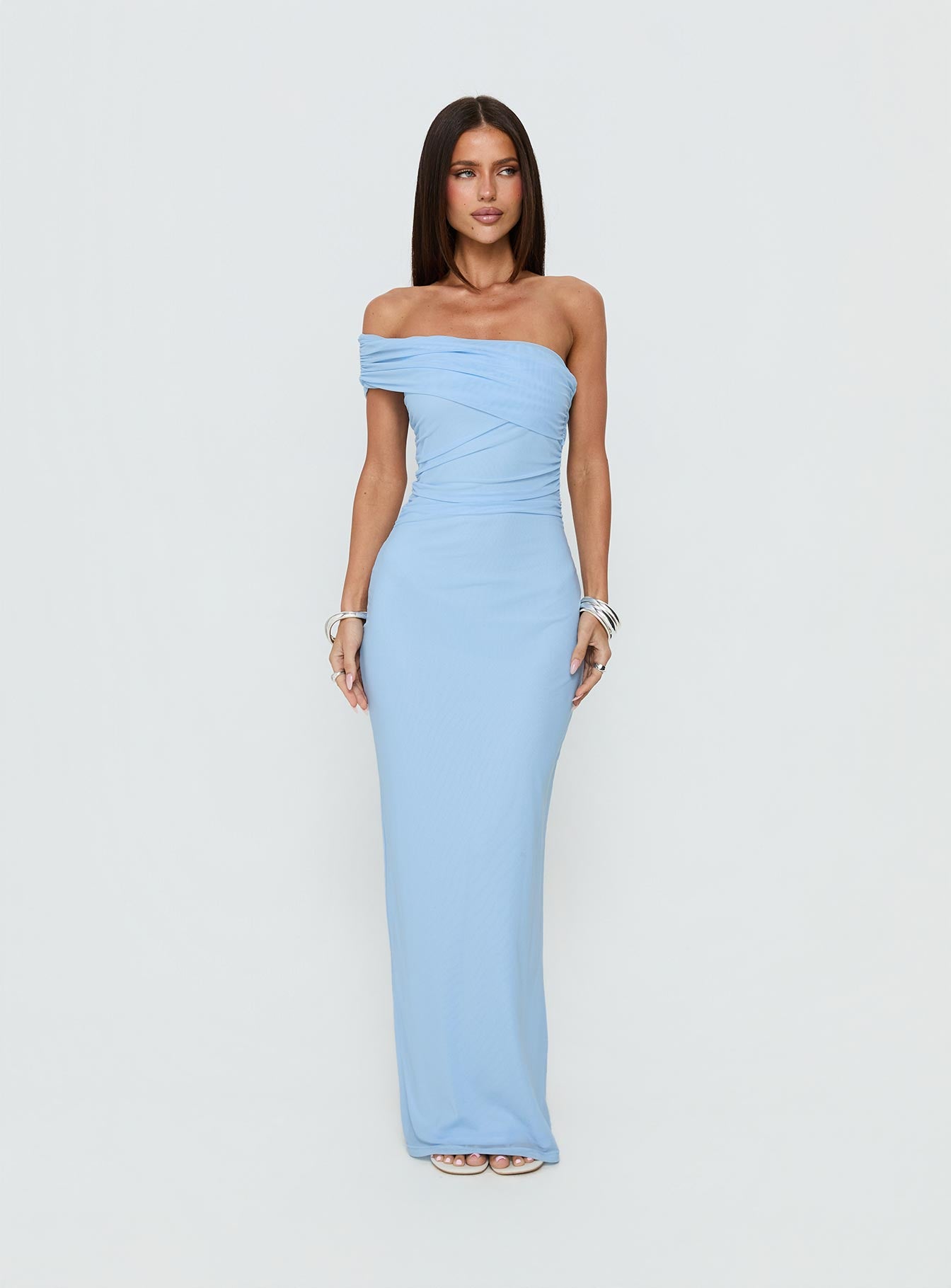 Spritzia One Shoulder Maxi Dress Blue | Princess Polly Spritzia One Shoulder Maxi Dress Blue | Princess Polly