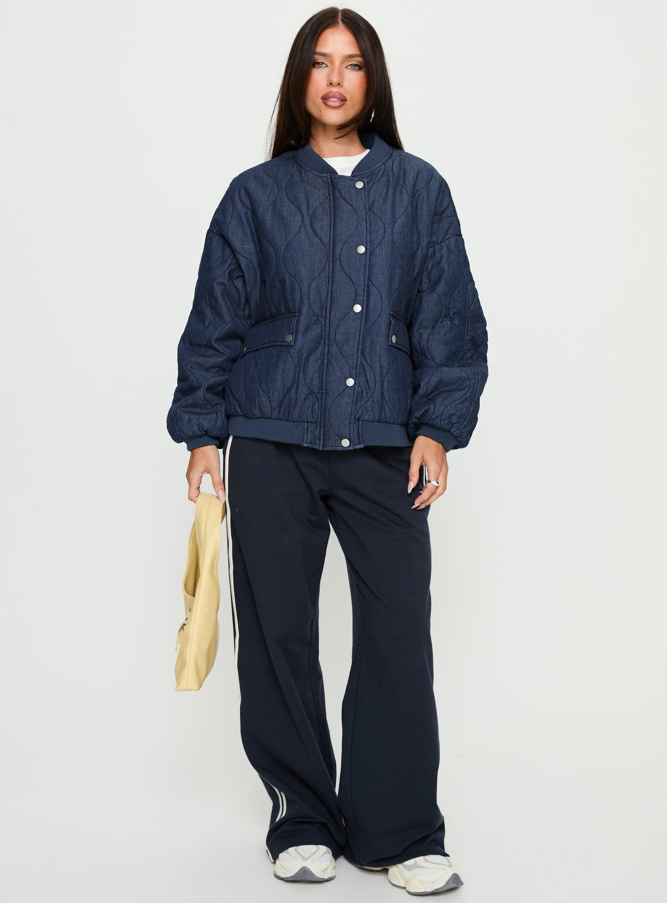 Stick Season Quilted Jacket Navy | Princess Polly