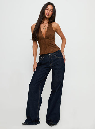 Favourite Reference Mid Rise Straight Leg Jeans Dark Indigo