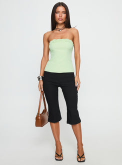 Ettore Lace Trim Strapless Top Sage