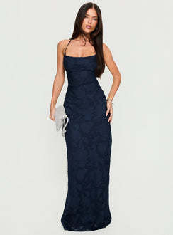 Celena Maxi Dress Navy Burnout Petite