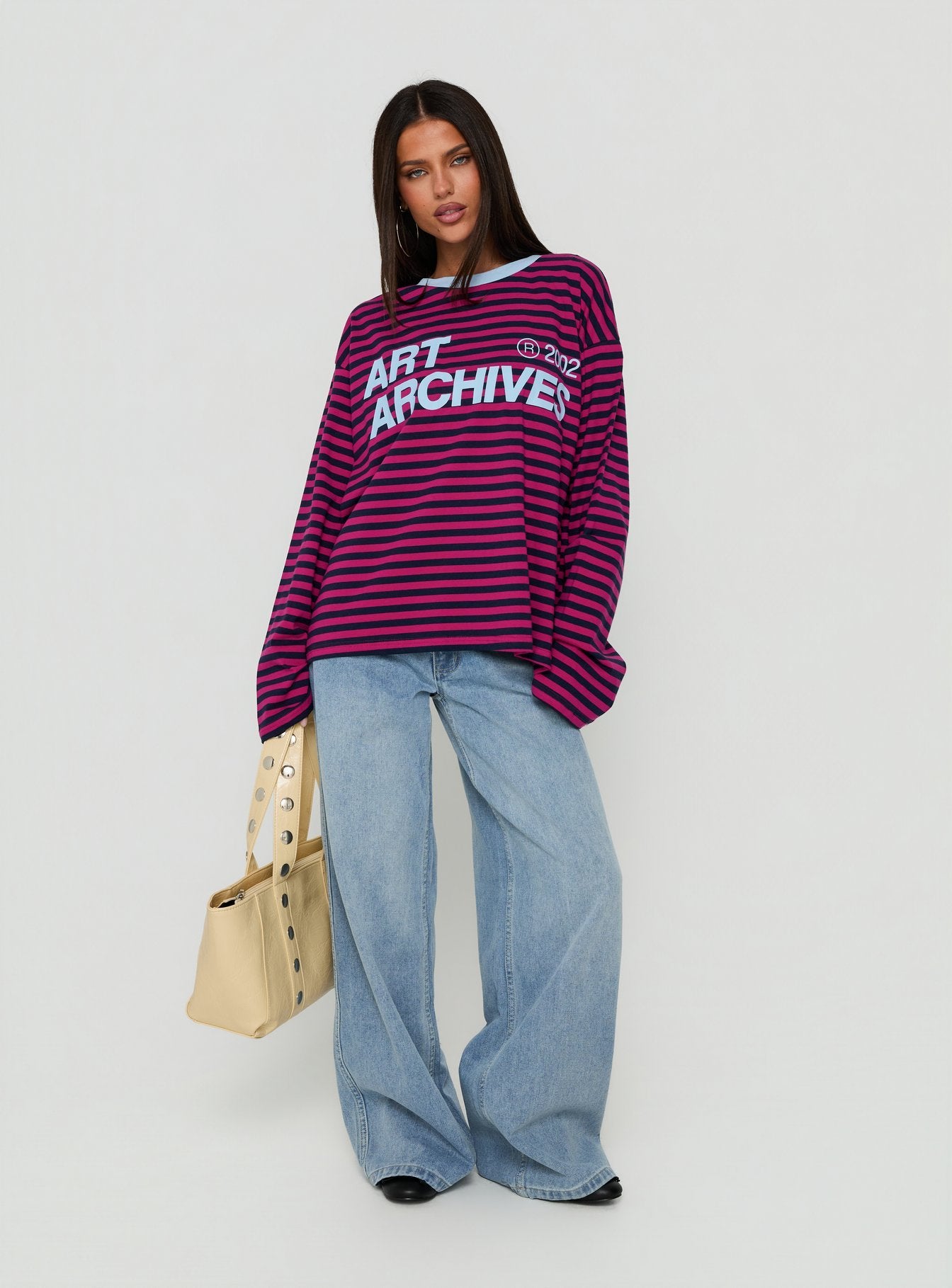 Art Archives Long Sleeve Graphic Top Multi Stripe