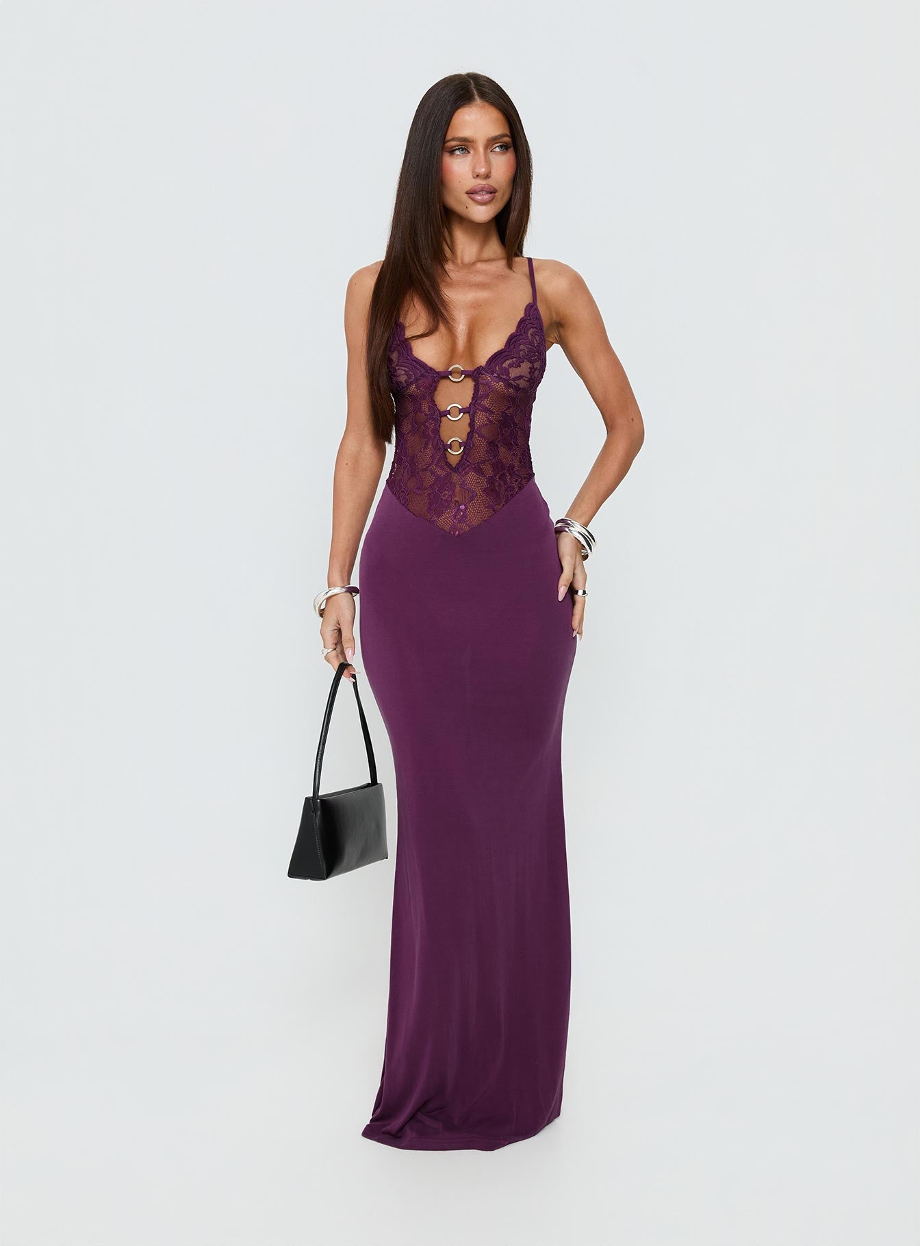 Totema Lace Halter Maxi Dress Purple | Princess Polly Totema Lace Halter Maxi Dress Purple | Princess Polly