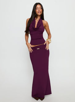   front view of model wearing Princess Polly Vanecia Maxi Skirt Purple Maxi Skirts 