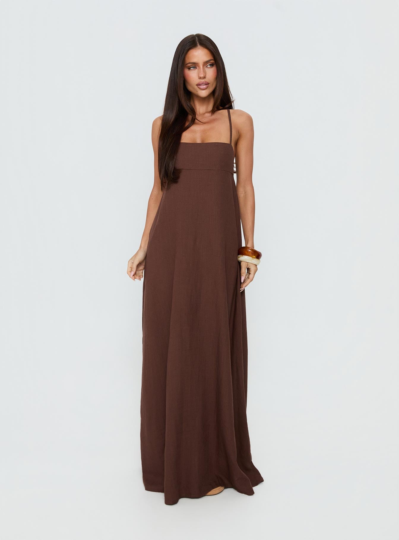 Solie Tie Back Maxi Dress Chocolate Petite