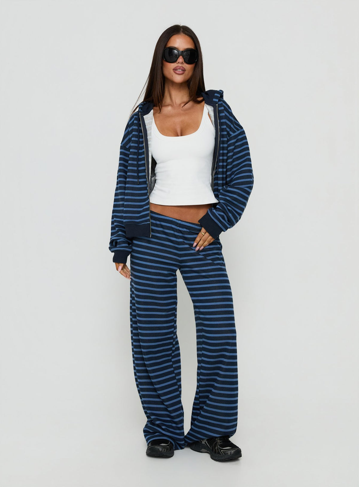 Delaeni Zip Through Hoodie Blue Stripe