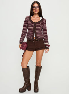 Aniha Top Glitter Knit Top Purple Stripe