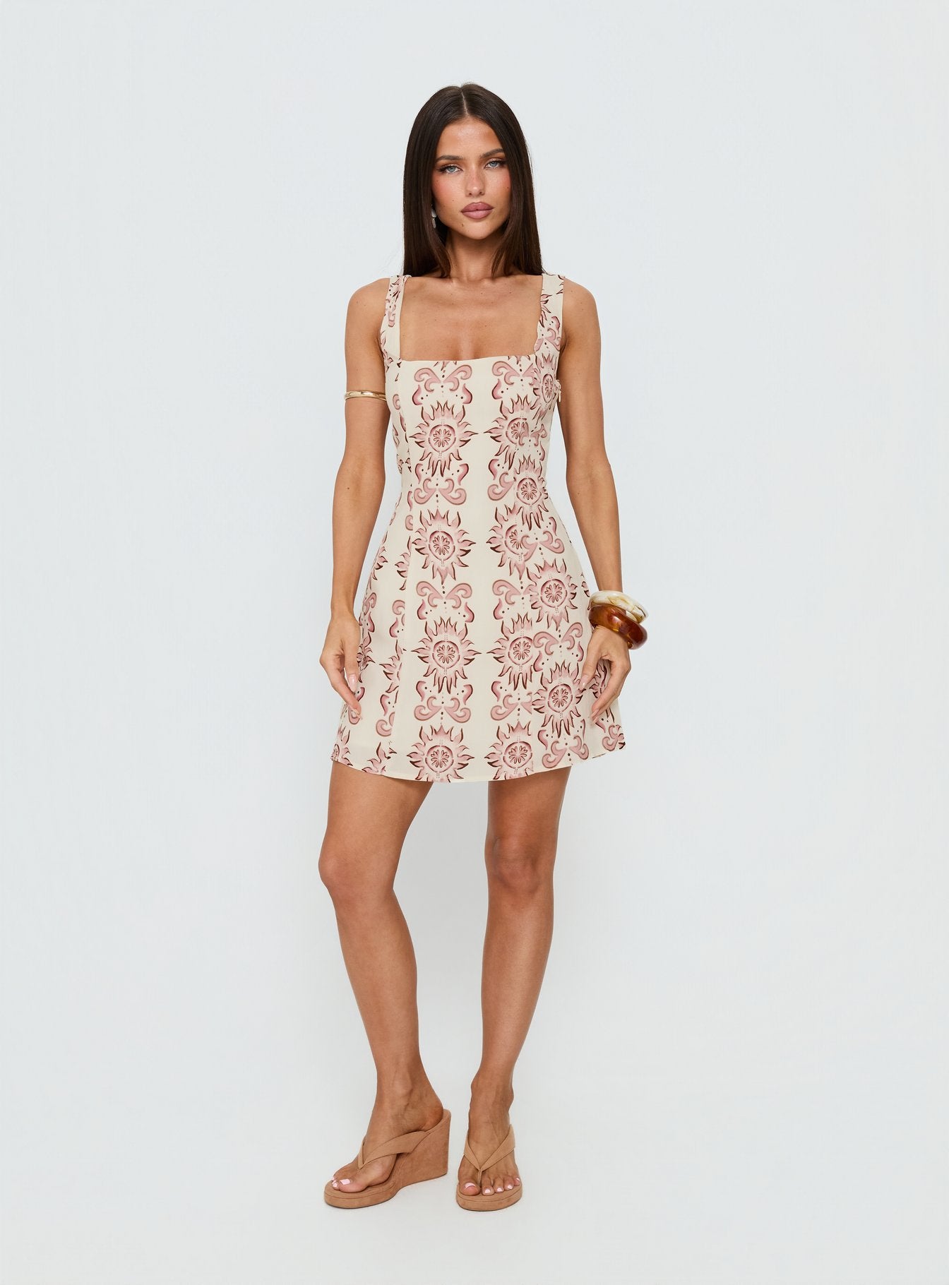 Maris Mini Dress Cream / Pink | Princess Polly