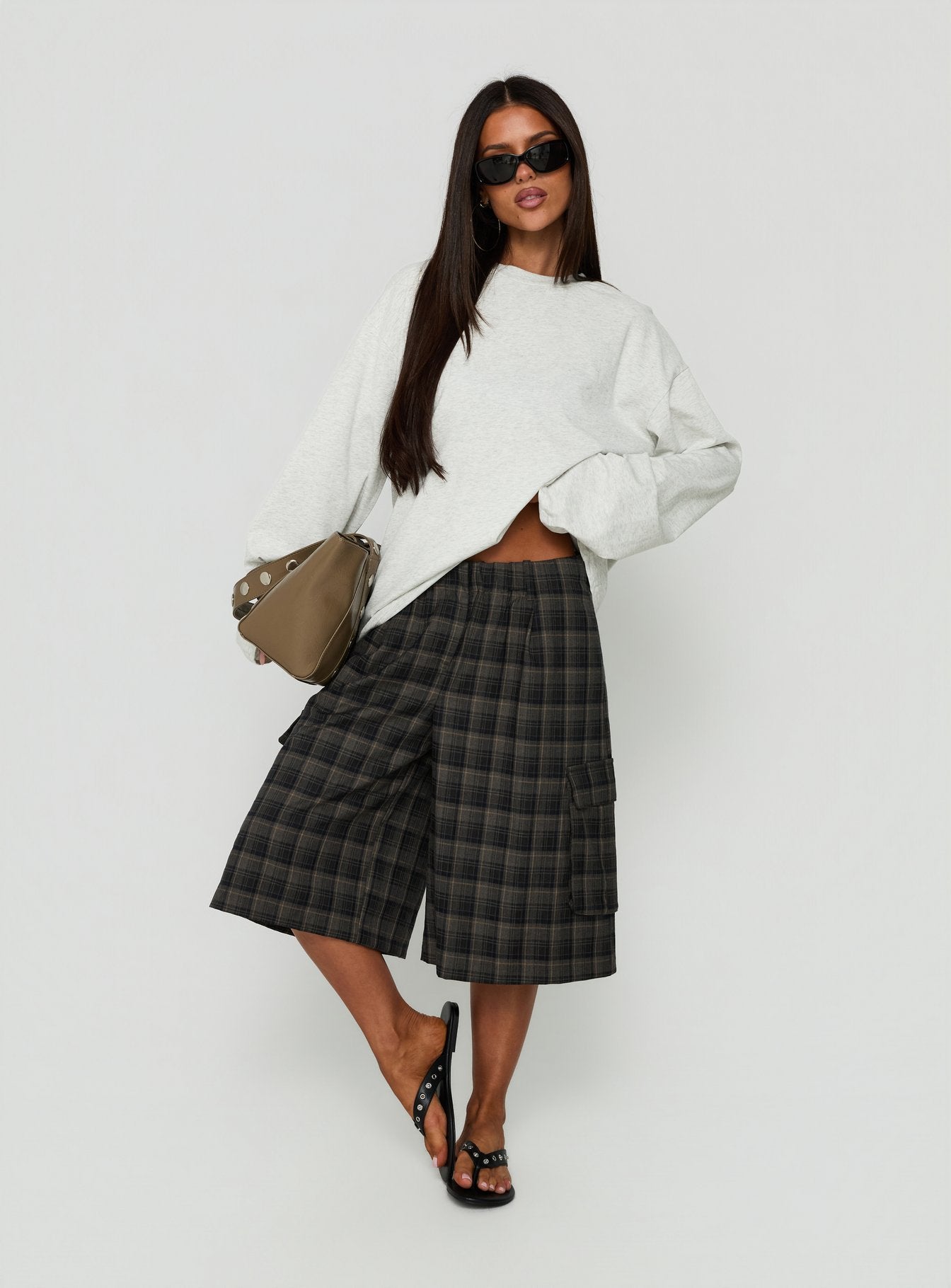 Settle Down Long Sleeve Top Grey Marle