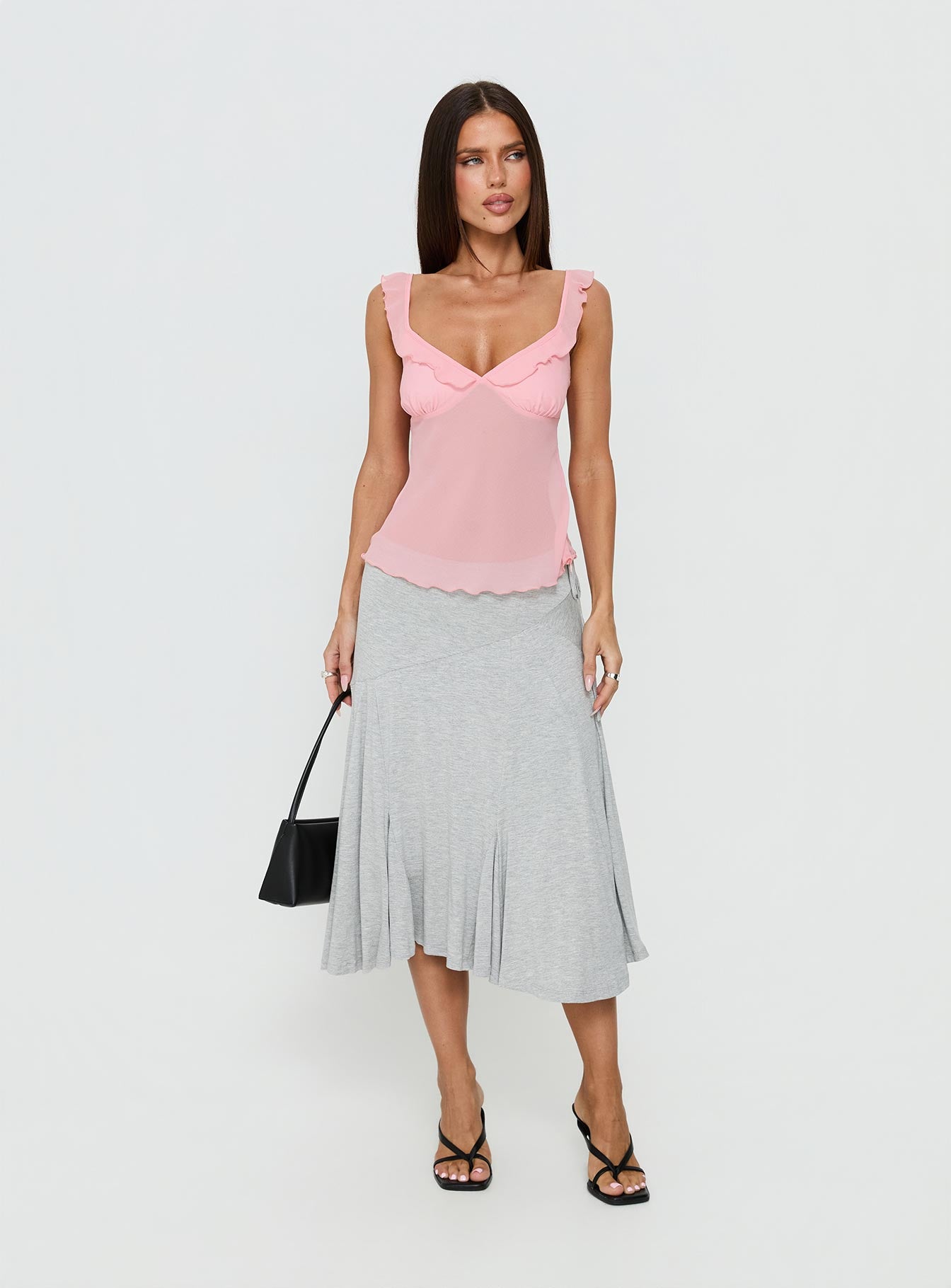 Zayliah Frill Detail Top Pink | Princess Polly