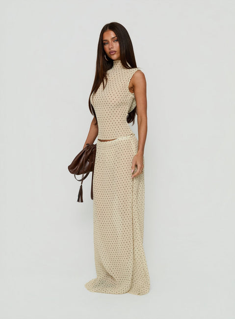 Ford Maxi Skirt Butter / Chocolate Polka Dot