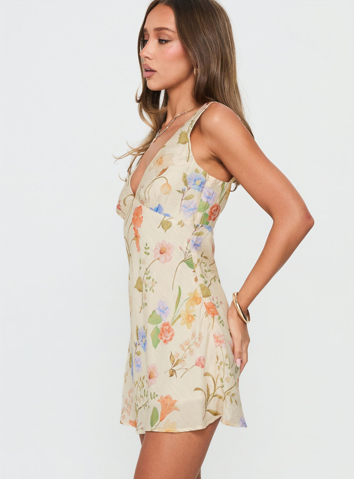 Pennie Bias Mini Dress Cream / Floral