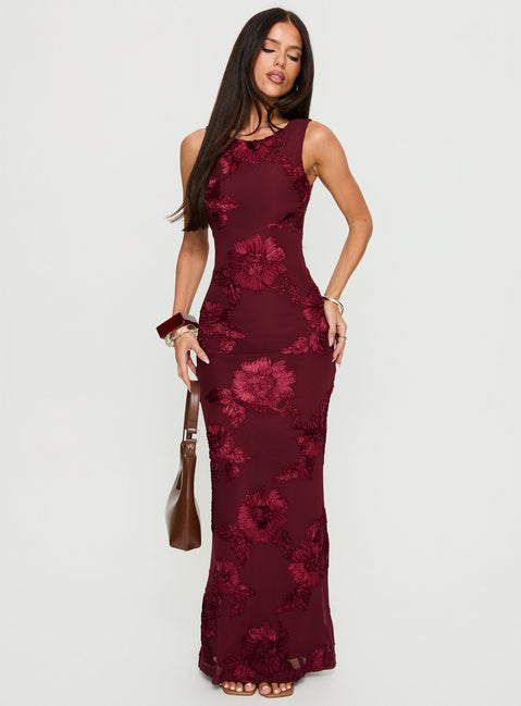 burgundy floral maxi dress Fionna Floral Maxi Dress | Burgundy | Womens