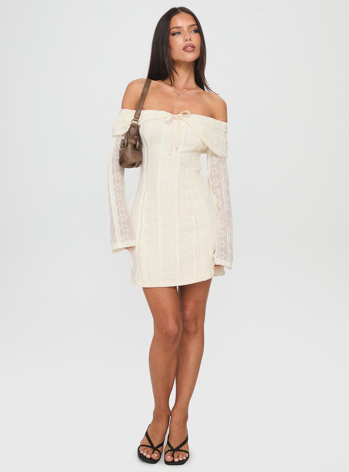 Colettie Long Sleeve Mini Dress | Cream | Womens | Princess Polly Colettie Long Sleeve Mini Dress | Cream | Womens | Princess Polly