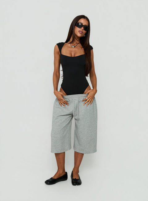 Fabienna Scoop Neck Cap Sleeve Bodysuit Black