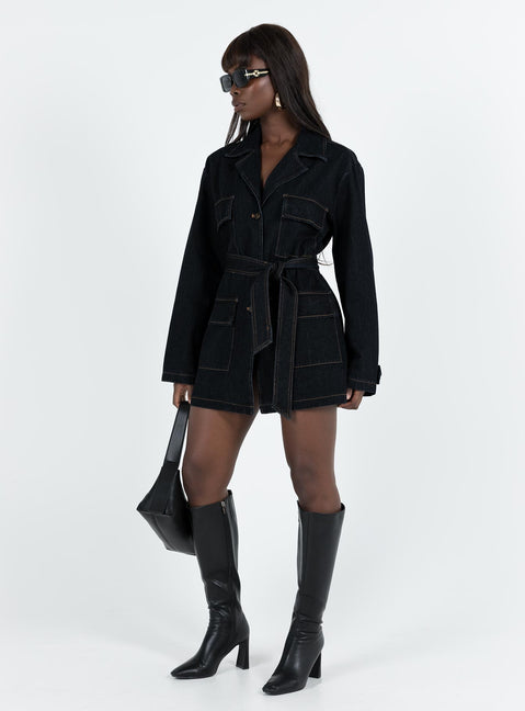 Giselle Mini Dress Dark Denim | Princess Polly Giselle Mini Dress Dark Denim | Princess Polly