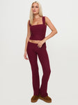 front view of model wearing Princess Polly Mooring Square Neck Top Maroon Sleeveless Square Neck 