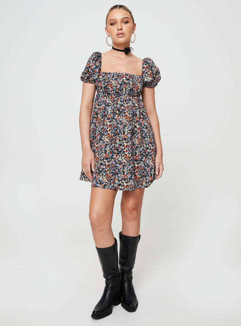 Let's Dance Mini Dress Black Floral